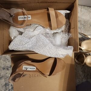 Steve Madden Nude/Tan Suede Ankle Strap Heels